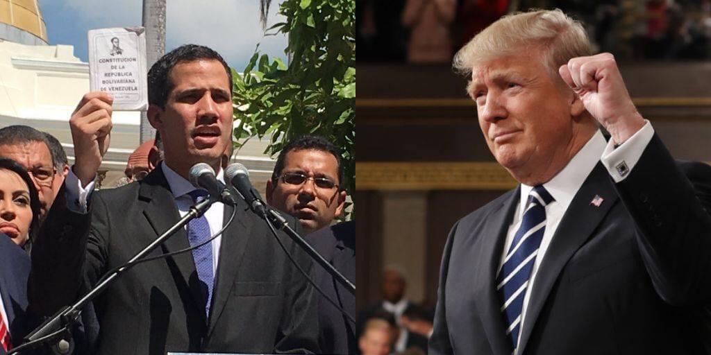 L’autoproclamato presidente del Venezuela Juan Guaidò con Donald Trump