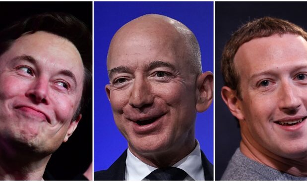 Elon Musk, Jeff Bezos e Mark Zuckerberg -