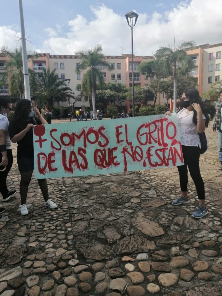 La manifestazione delle donne a Bucaramamga 